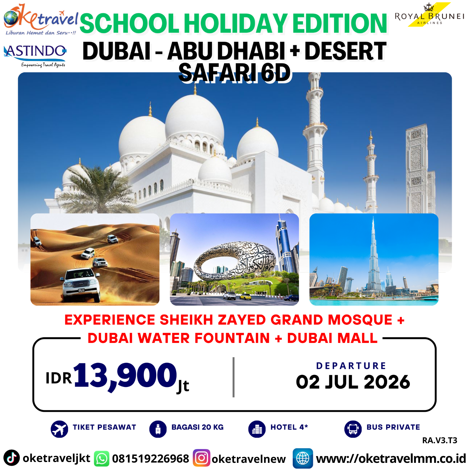 6D School Holiday Edition DUBAI - ABU DHABI + DESERT SAFARI | DEP 2 JUL | BY BI
