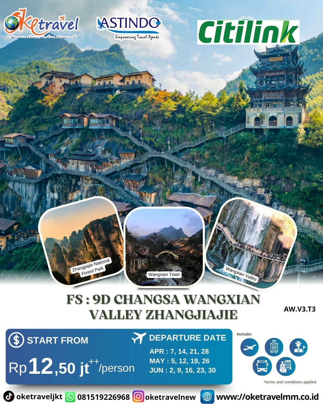 9 Hari CHINA CHANGSHA - WANGXIAN VALLEY - ZHANGJIAJIE | DEP 7, 14, 21, 28 APR 2026, 5, 12, 19, 26 MAY 2026, 2, 9, 16, 23, 30 JUN 2026 | BY QG