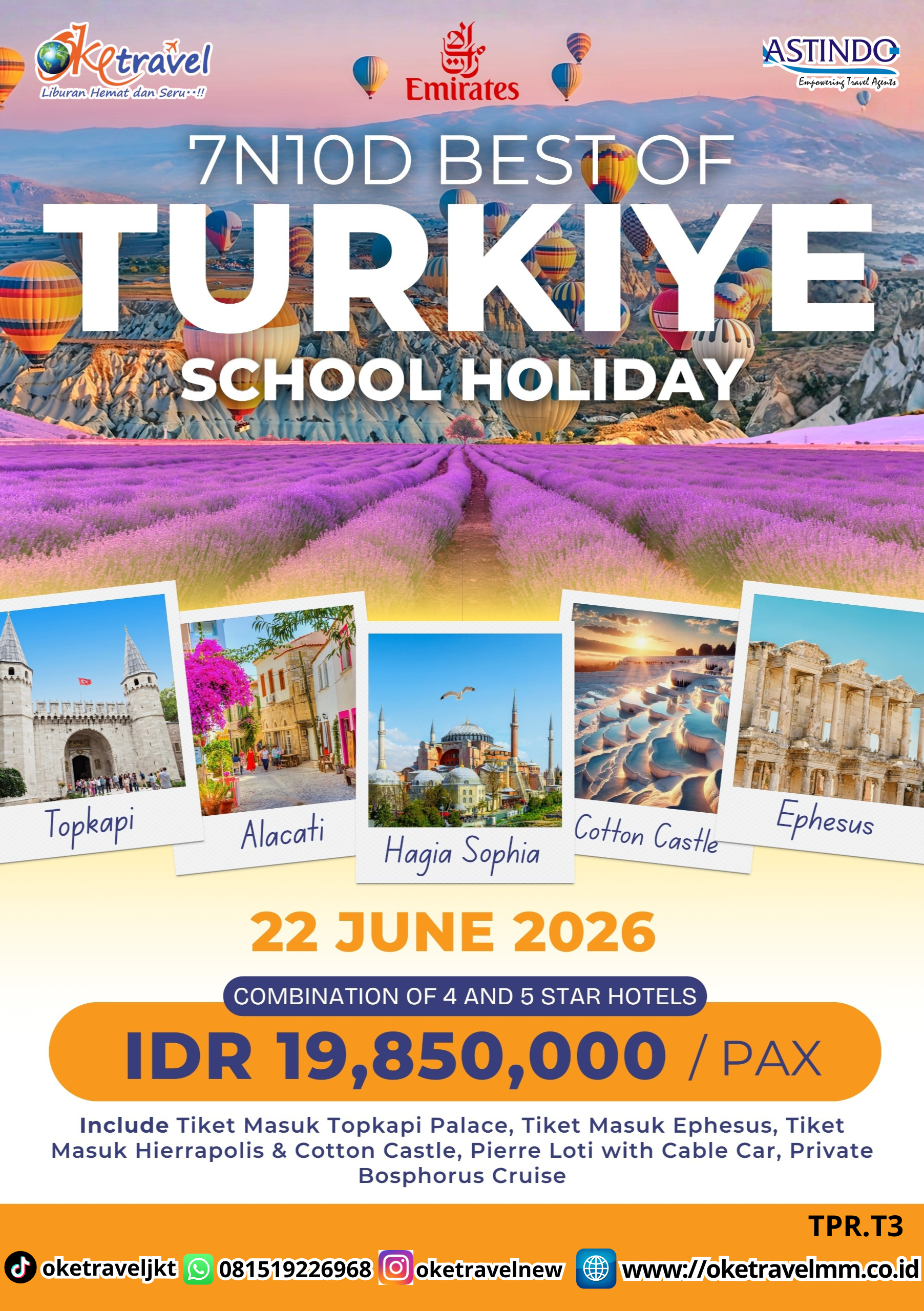 7N10D BEST OF TURKIYE -SCHOOL HOLIDAY   FREE Tiket Cable Car di Pierre Loti  | DEP 22 JUNI 2026 | BY EK