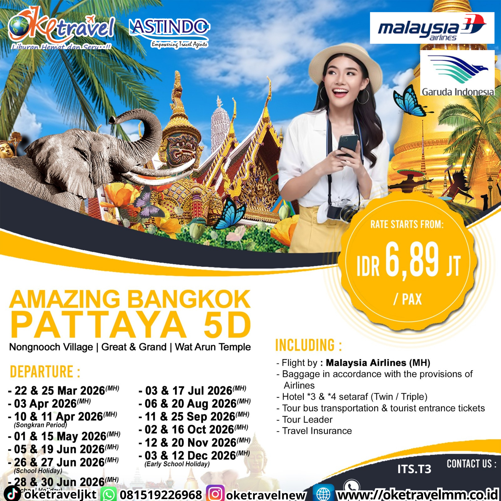 5D4N AMAZING BANGKOK - PATTAYA | DEP 22, 25 MAR, 3, 10, 11 APR, 1, 15 MAY, 5, 19, 26, 27, 28, 30 JUN, 3, 17 JUL, 6, 20 AUG, 11, 25 SEP, 2, 16 OCT, 12, 20 NOV, 3, 12 DES 2026 | BY MH, GA