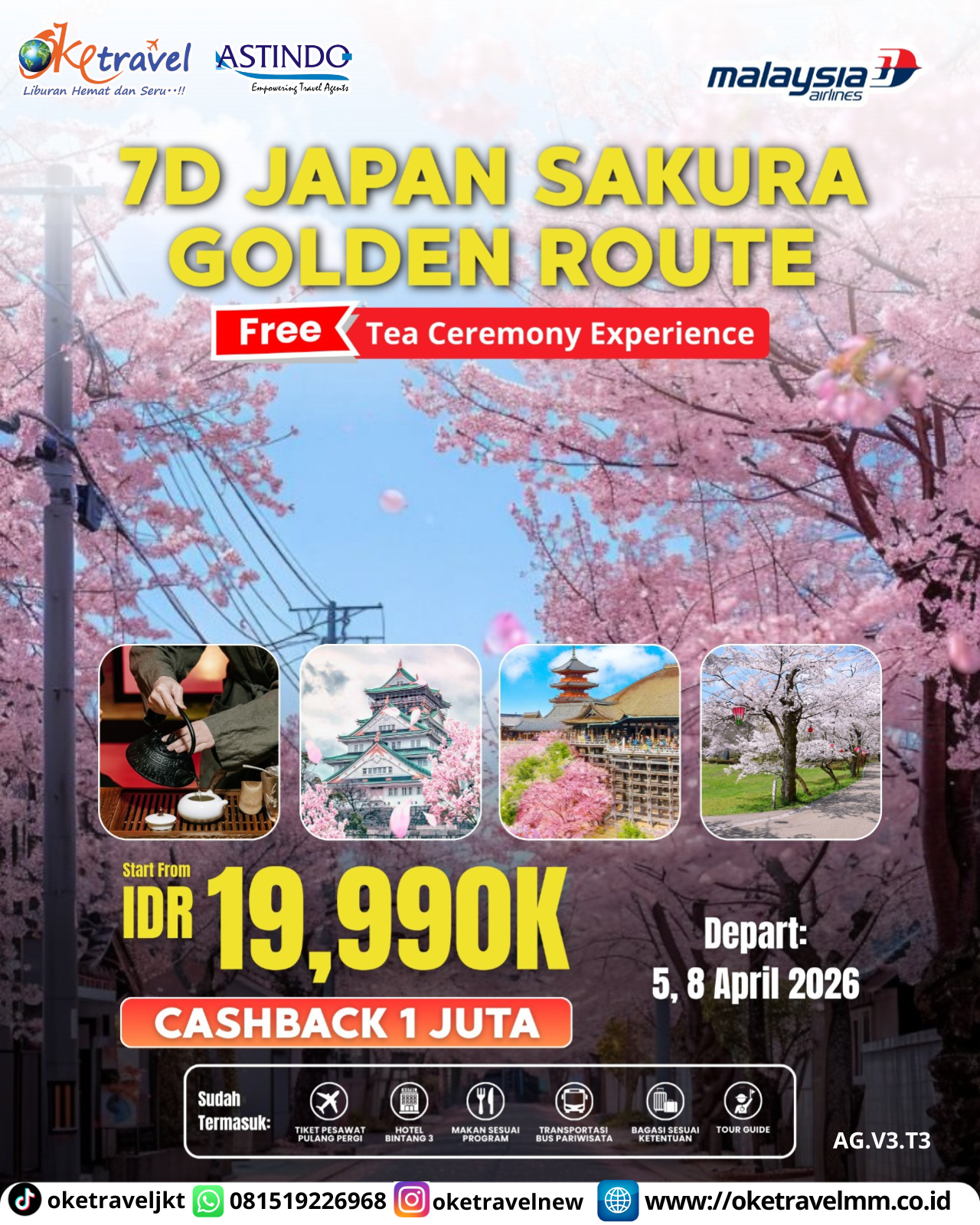 7D JAPAN SAKURA GOLDEN ROUTE | Dep 5, 8 Apr 2026 | By MH