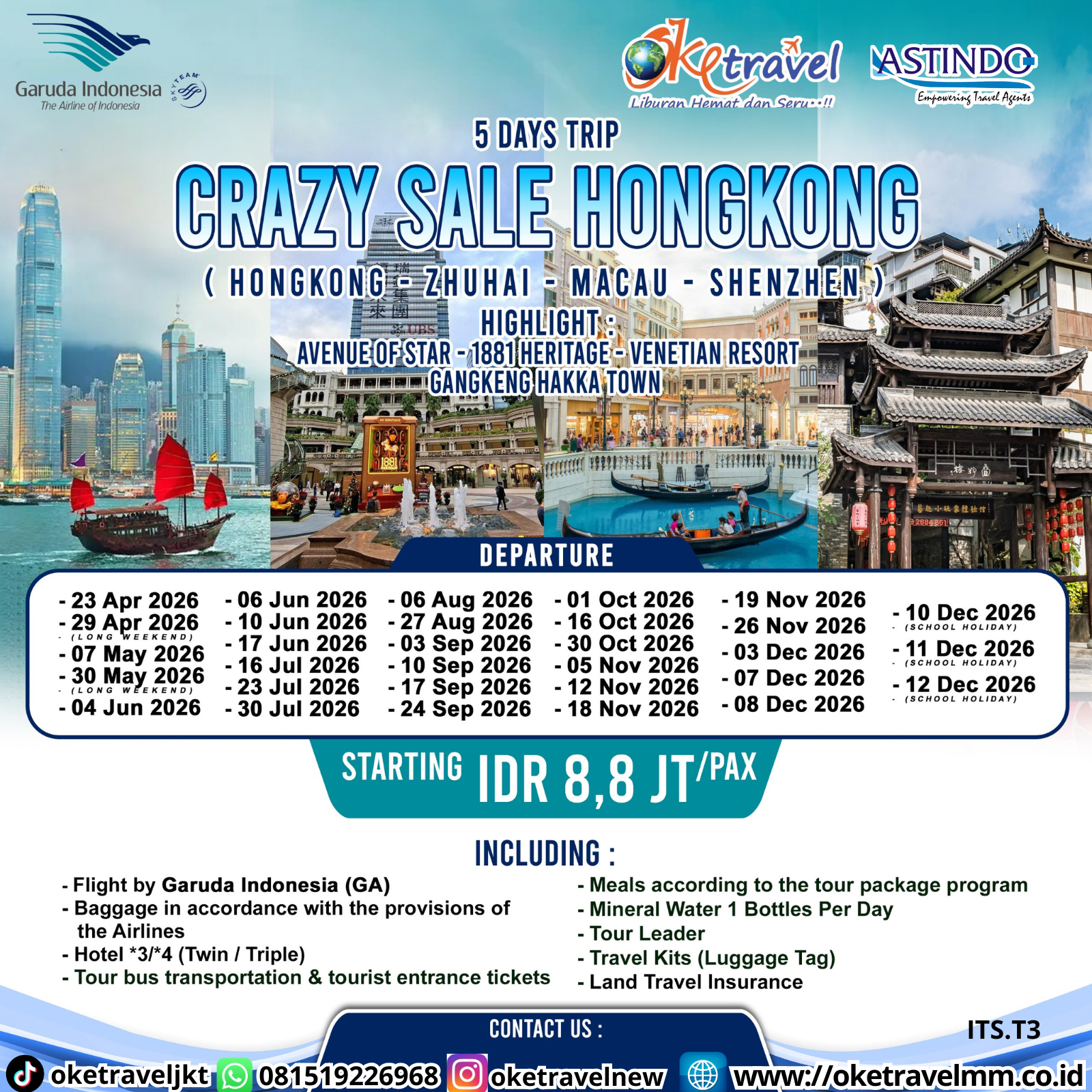 5D CRAZY SALE HONGKONG SHENZHEN ZHUHAI MACAU | DEPT : 23,29 APR| DEPT : 07,30 MAY| DEPT : 04,06,10,17 JUN| DEPT : 16,23,30 JUL| DEPT : 06,27 AUG| DEPT : 03,10,17,24 SEPT| DEPT : 01,16,30 OCT| DEPT: 05,12,18,19,26 NOV| DEPT: 03,07,08,10,11,12 DES 2026| BY GA 