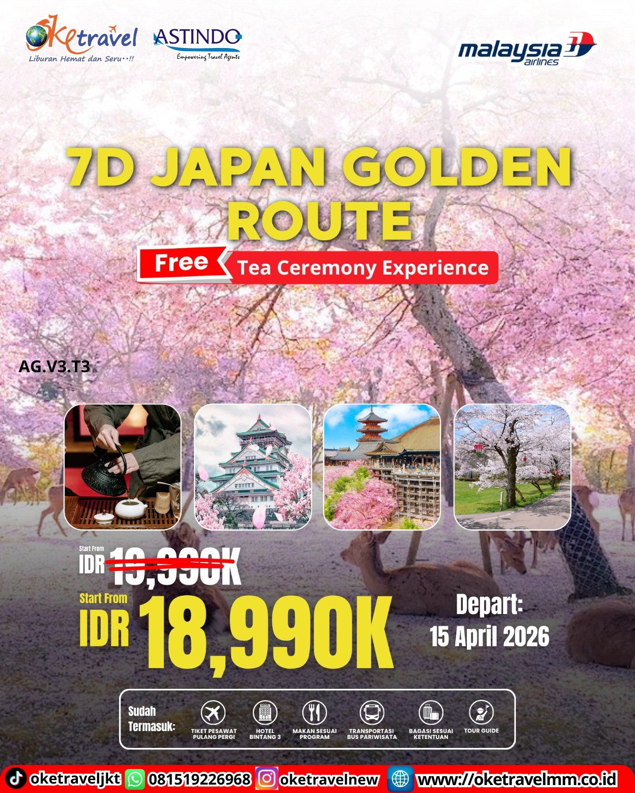7D JAPAN GOLDEN ROUTE FREE TEA CEREMONY | DEPT : 15 APRIL 2026 | BY MH 