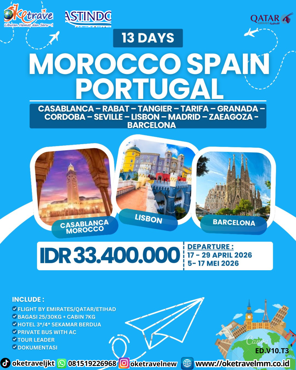13D MOROCCO SPAIN PORTUGAL SPRING SEASON | DEPT : 05,17 MEI 2026 | BY QR