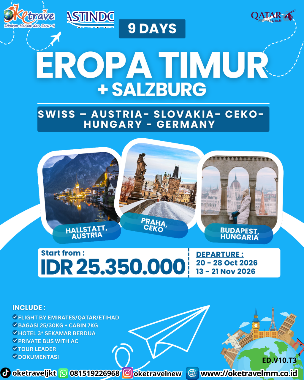 9D BEST EROPA EAST 6 NEGARA WINTER SEASON | DEPT : 20,28 OCT | DEPT : 13,21 NOV 2026 | BY QR 