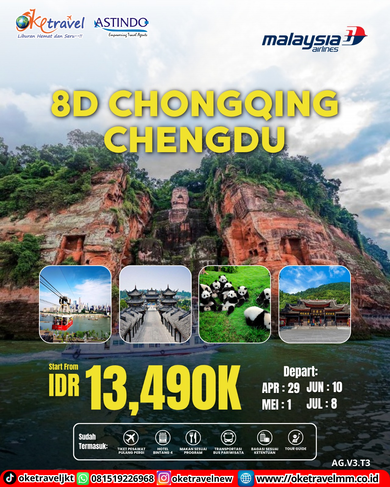 8D6N CHONGQING CHENGDU | DEPT : 29 APRIL | DEPT : 01 MEI | DEPT : 10 JUNI | DEPT : 08 JULI 2026 | BY MH