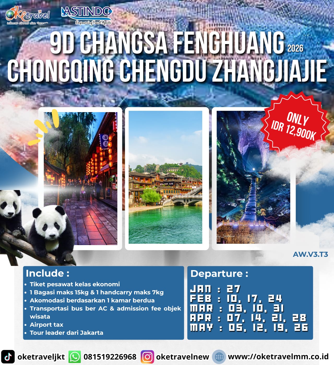 9D CHANGSA FENGHUANG CHONGQING CHENGDU ZHANGJIAJIE | DEP : 27 JAN, 10, 17, 24 FEB, 03, 10, 31 MAR, 07, 14, 21, 28 APR, 05, 12, 19, 26 MAY 2026 | By QG