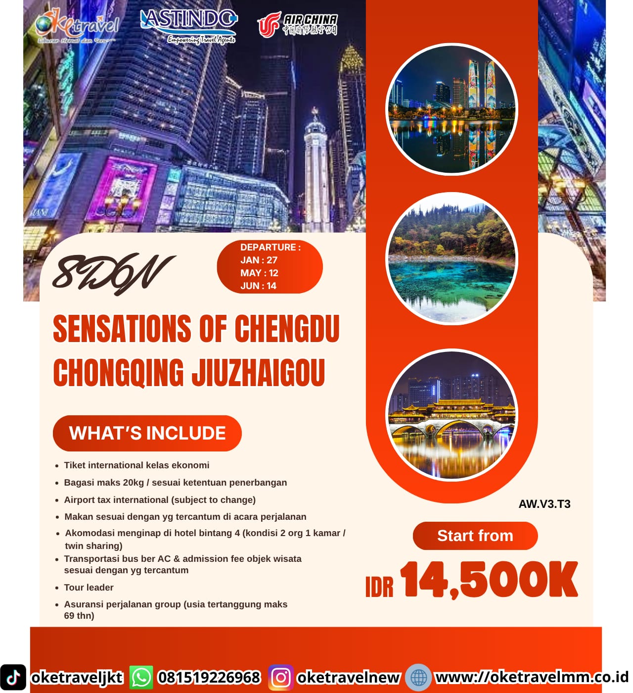 8D6N SENSATIONS OF CHENGDU CHONGQING JIUZHAIGOU | DEP : 27 JAN, 12 MAY, 14 JUN 2026 | By CA