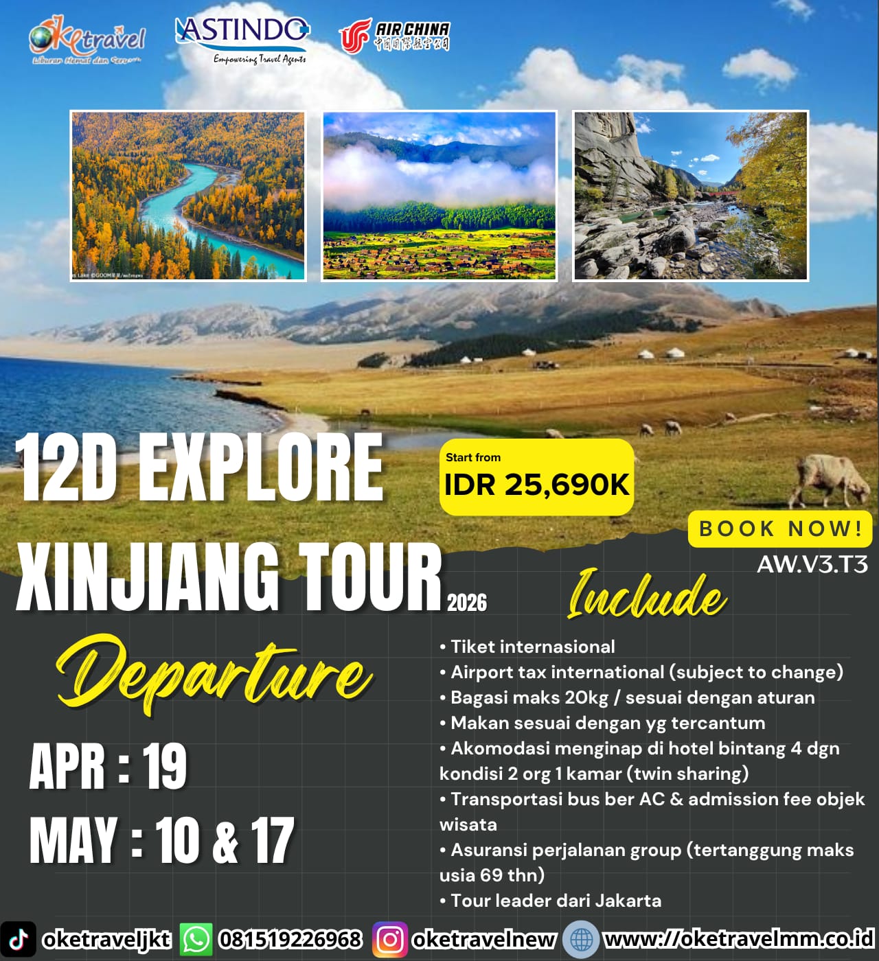 12D EXPLORE XINJIANG TOUR | DEP : 19 APR, 10, 17 MAY | By CA