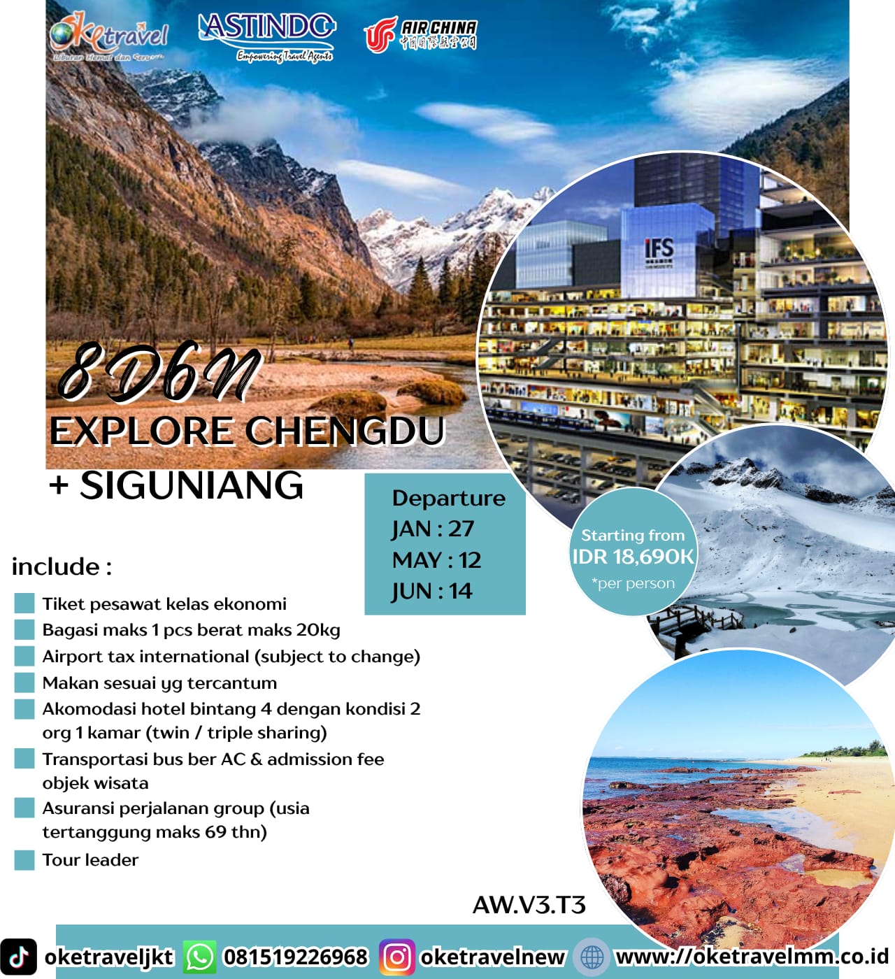 8D6N EXPLORE CHENGDU + SIGUNIANG | DEP : 27 JAN, 12 MAY, 14 JUN 2026 | By CA