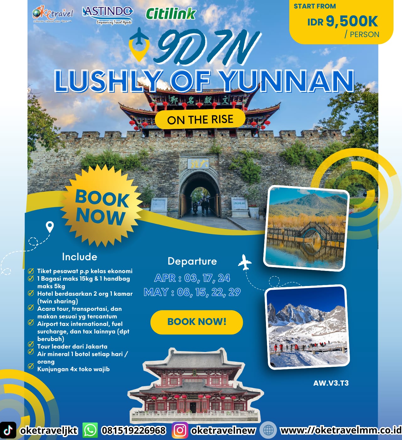 9D7N LUSHLY OF YUNNAN | DEP : 03, 17, 24 APR, 08, 15, 22, 29 MAY 2026 | BY QG