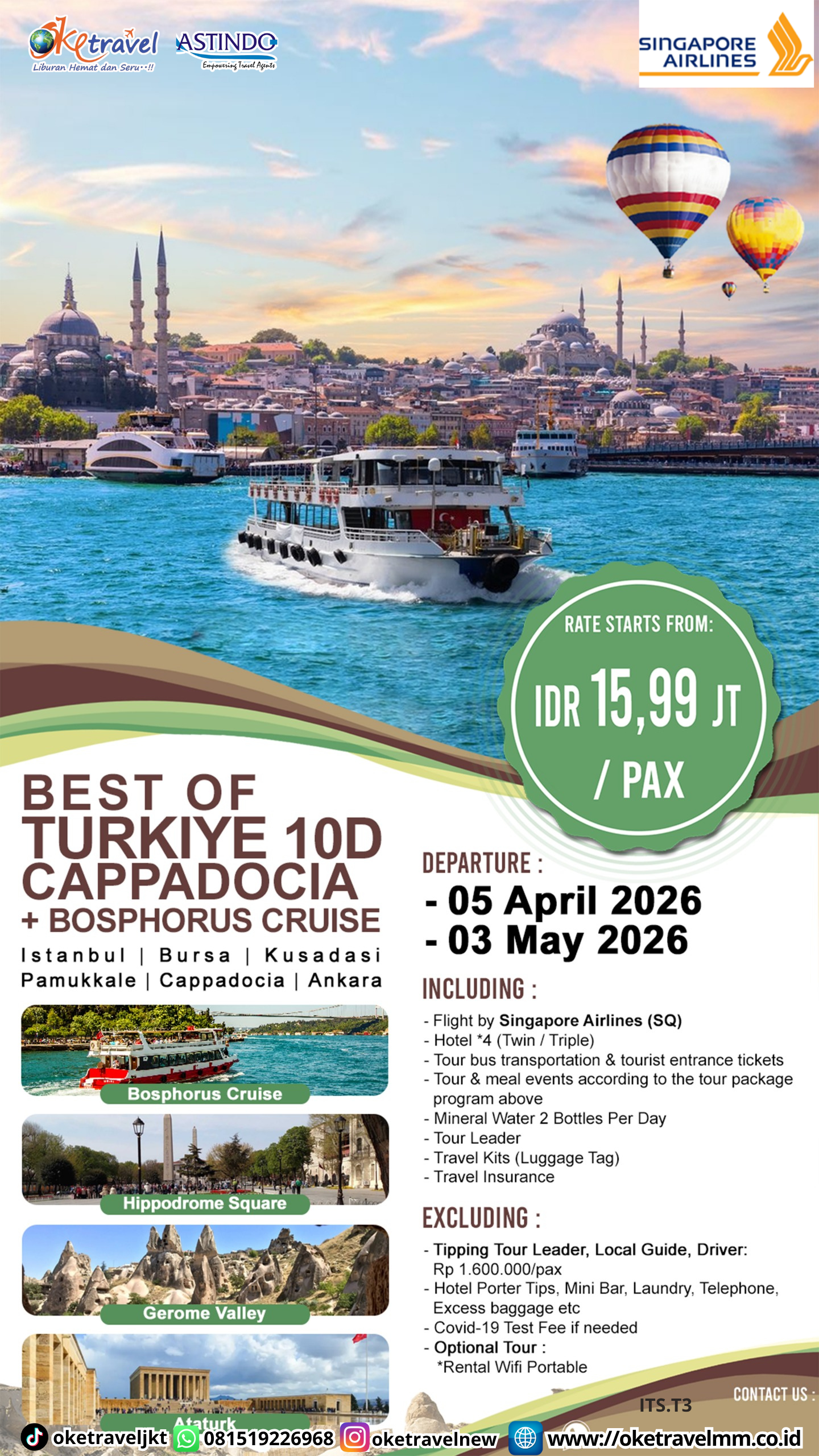 10D BEST OF TURKIYE CAPPADOCIA + BOSPHORUS | DEP : 05 APRIL | DEP : 03 MEI 2026 | BY SQ
