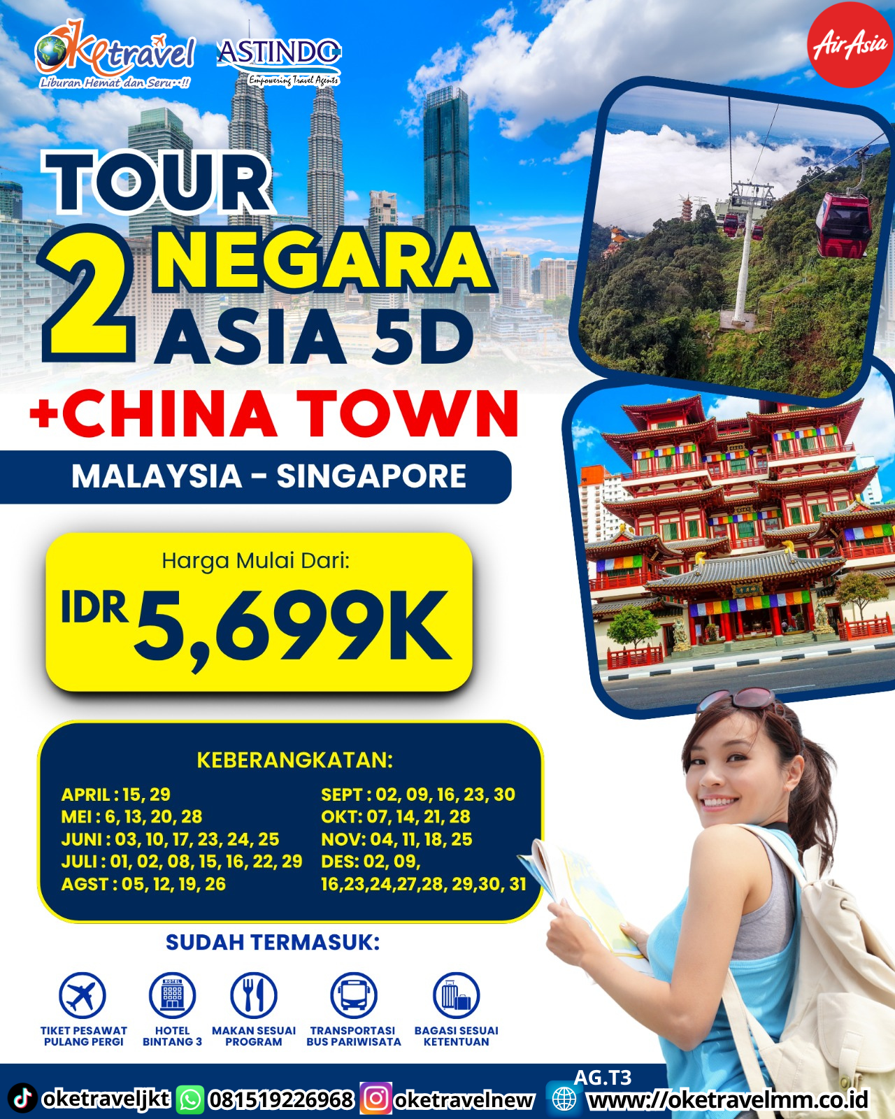 5D MALAYSIA - SINGAPORE | DEPT : 15,29 APRIL | DEPT : 06,13,20,28 MEI | DEPT : 03,10,17,23,24,25 JUNI | DEPT : 01,02,08,15,16,22,29 JULI | DEPT : 05,12,19,26 AUG | DEPT : 02,09,16,23,30 SEPT | DEPT : 07,14,21,28 OKT | DEPT : 04,11,18,25 NOV | DEPT : 02,09,16,23,24,27,28,29,30,31 DES 2026 | BY QZ