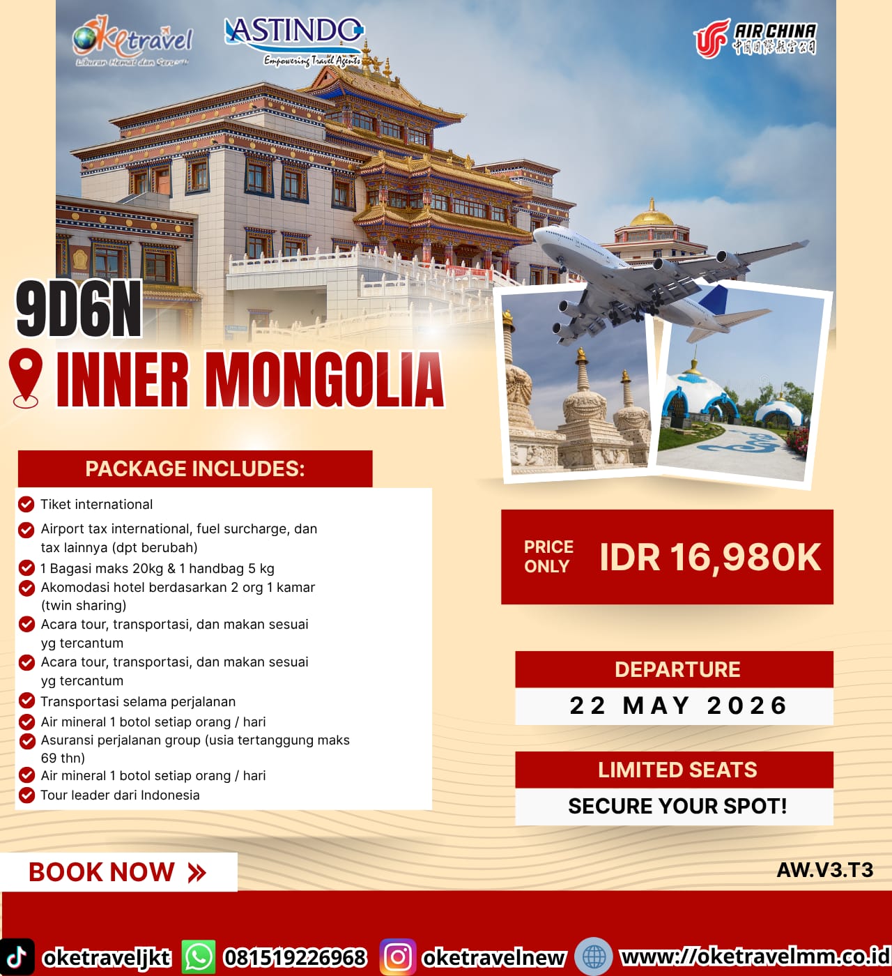 9D6N INNER MONGOLIA | DEP : 22 MAY 2026 | BY CA