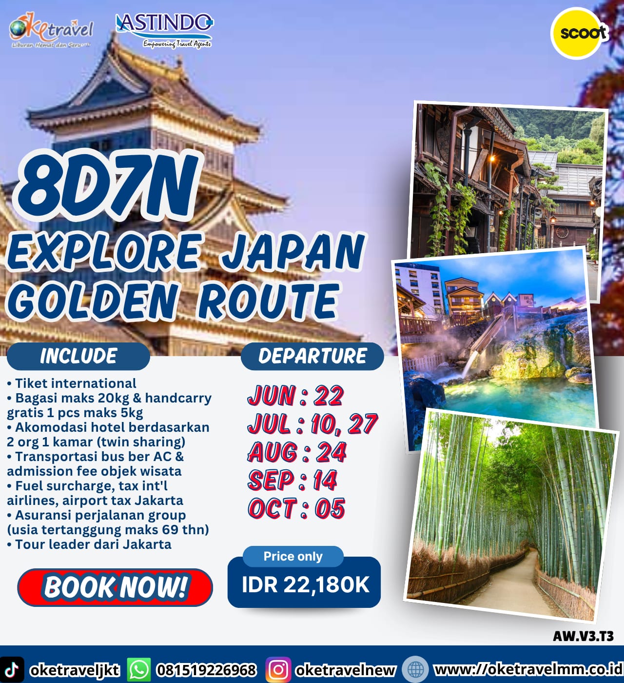 8D7N EXPLORE JAPAN GOLDEN ROUTE | DEP : 22 JUN, 10, 27 JUL, 24 AUG, 14 SEP. 05 OCT 2026 | BY TR