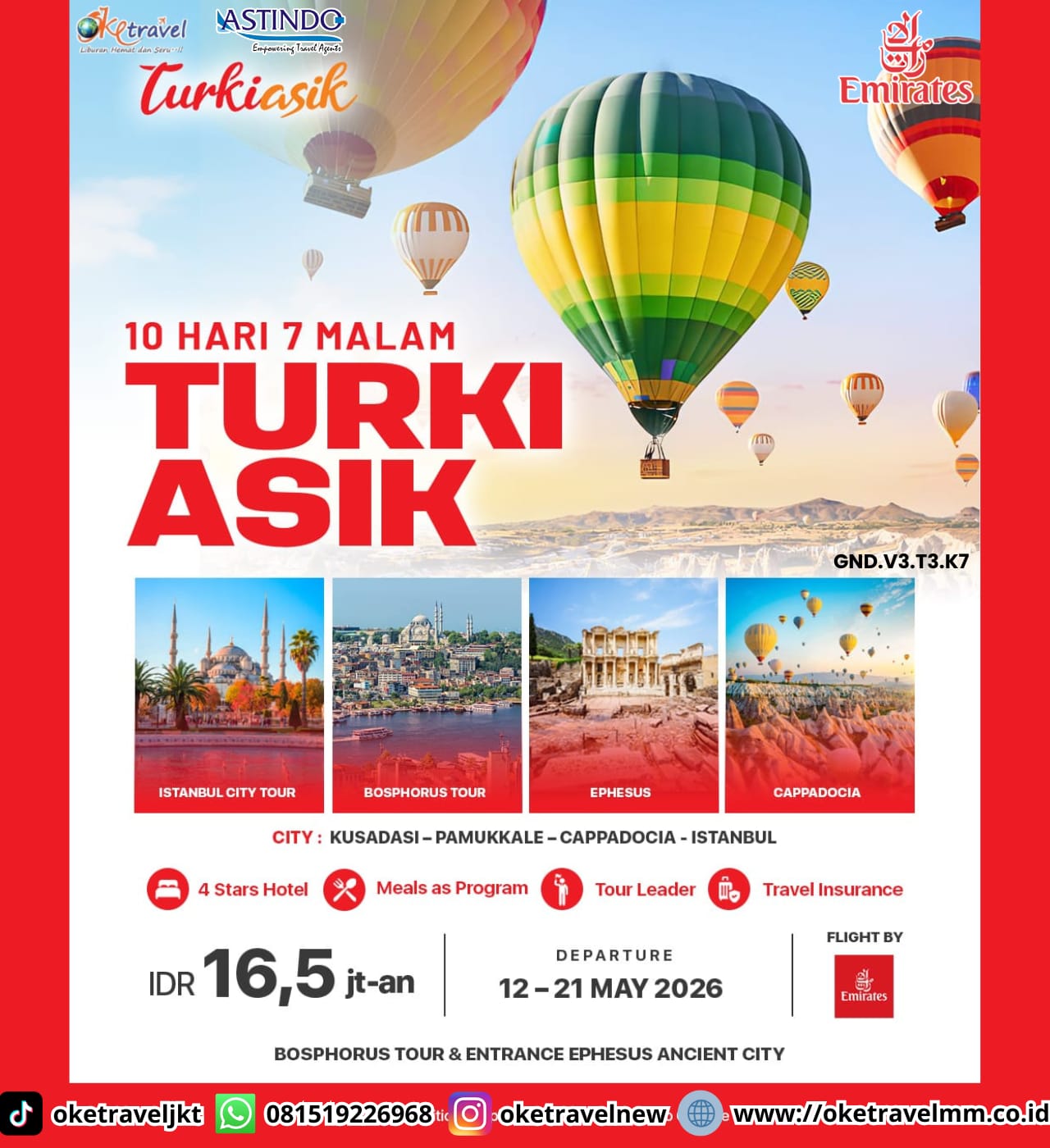 10D7N TURKI ASIK | DEP : 12 - 21 MAY 2026 | BY EK