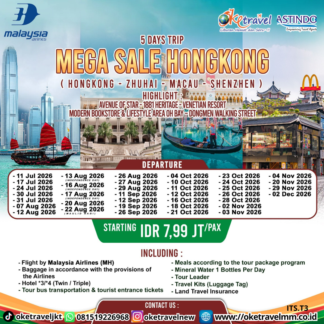 5D MEGA SALE HONGKONG SHENZHEN ZHUHAI MACAU| DEP JUL-DEC 2026| MH