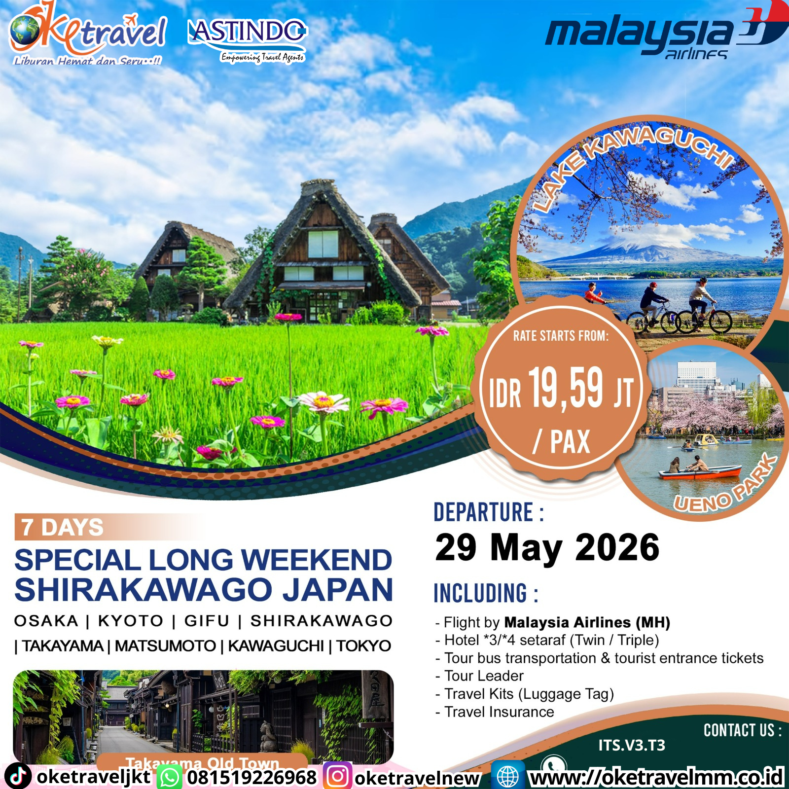 7D SPECIAL LONG WEEKEND SHIRAKAWAGO JAPAN | DEPT : 29 MEI 2026 | BY MH 