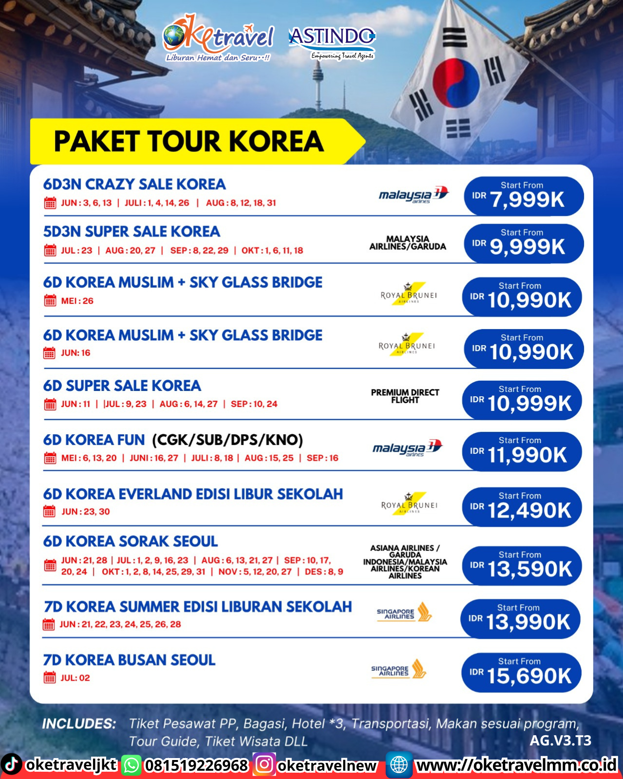 6D3N CRAZY SALE KOREA | DEPT : 03,06,13 JUNI | DEPT : 01,04,14,26 JULI | DEPT : 08,12,18,31 AUG 2026 | BY MH 