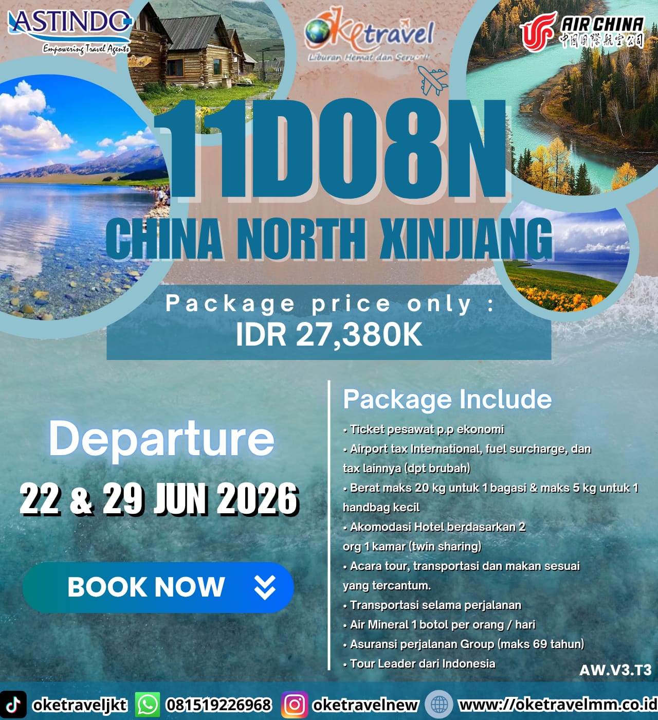 11D8N CHINA NIRTH XINJIANG | DEPT : 22 & 29 JUNI 2026 | BY CA