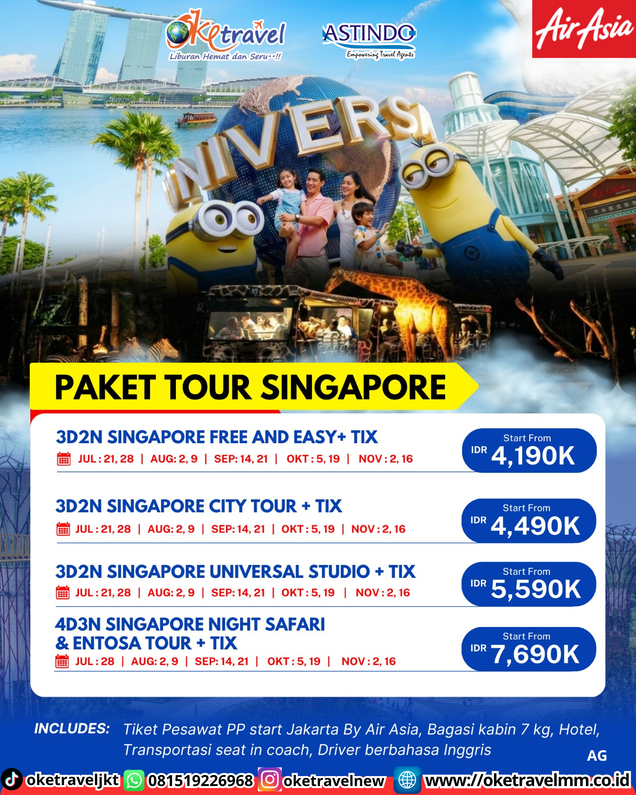3D2N SINGAPORE FREE & EASY + TIX | DEPT : 21,28 JULI | DEPT : 02,09 AUG | DEPT : 14,21 SEP | DEPT : 05,19 OKT | DEPT : 02,16 NOV 2026 | BY QZ