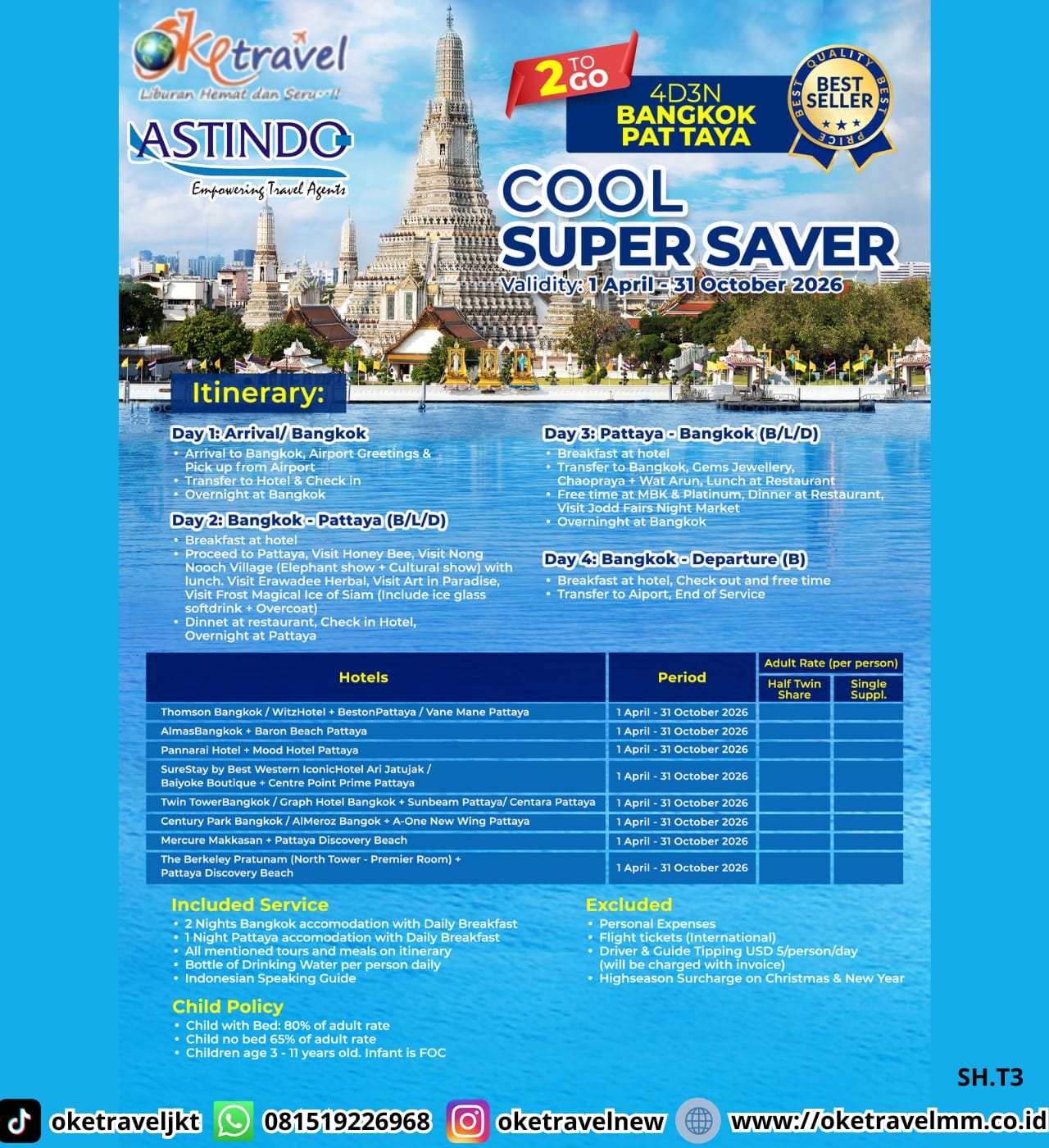 4D3N BANGKOK PATTAYA COOL SUPER SAVER | DEP : 1 APR - 31 OCT 2026