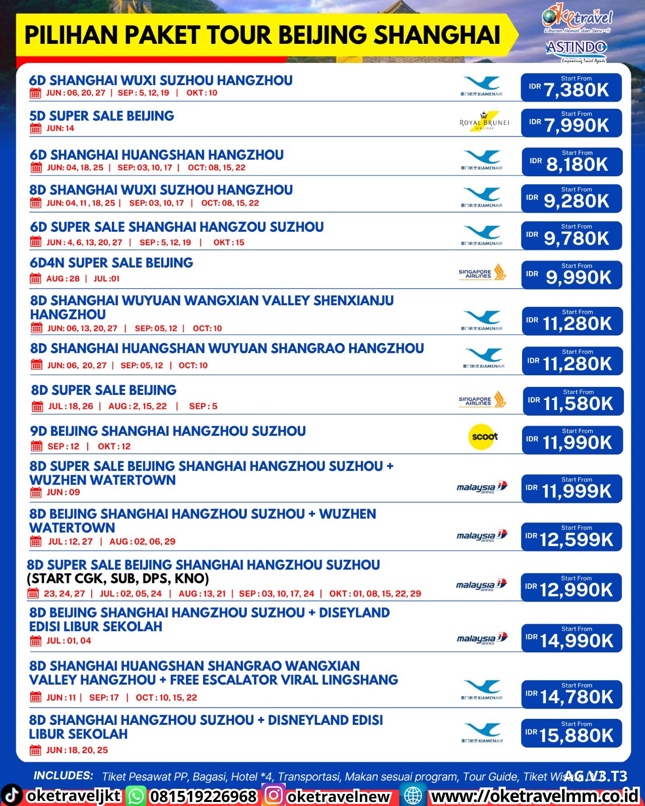 6D SUPER SALE BEIJING | DEPT : 28 AUG | DEPT : 01 JULI 2026 | BY SQ 
