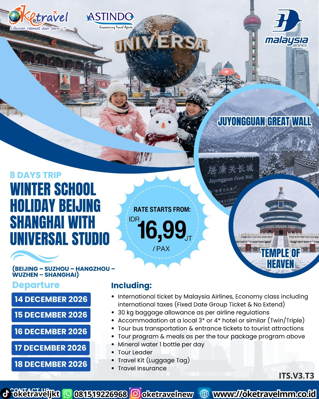 8D WINTER SCHOOL HOLIDAY BEIJING SHANGHAI WITH UNIVERSAL STUDIO | DEPT : 14-18 DES 2026 | BY MH 