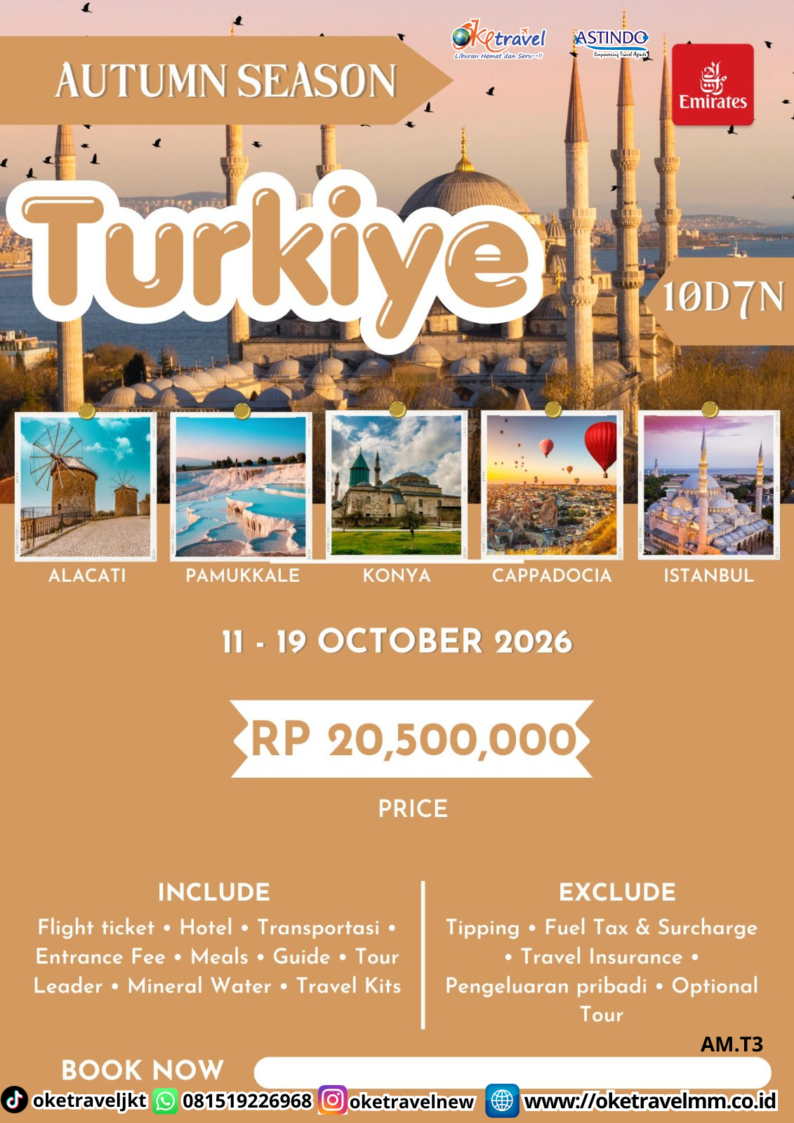10D7N AUTUMN SEASON TURKIYE | DEPT : 11-19 OCT 2026 | BY EK