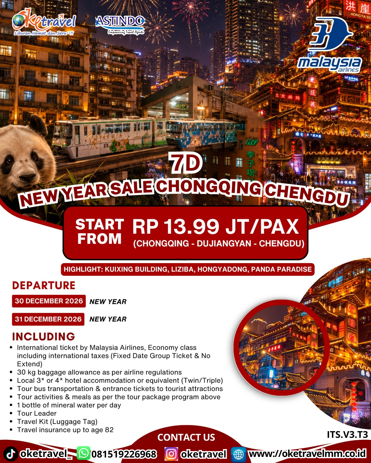 7D NEW YEAR SALE CHONGQING CHENGDU | DEPT : 30,31 DES 2026 | BY MH