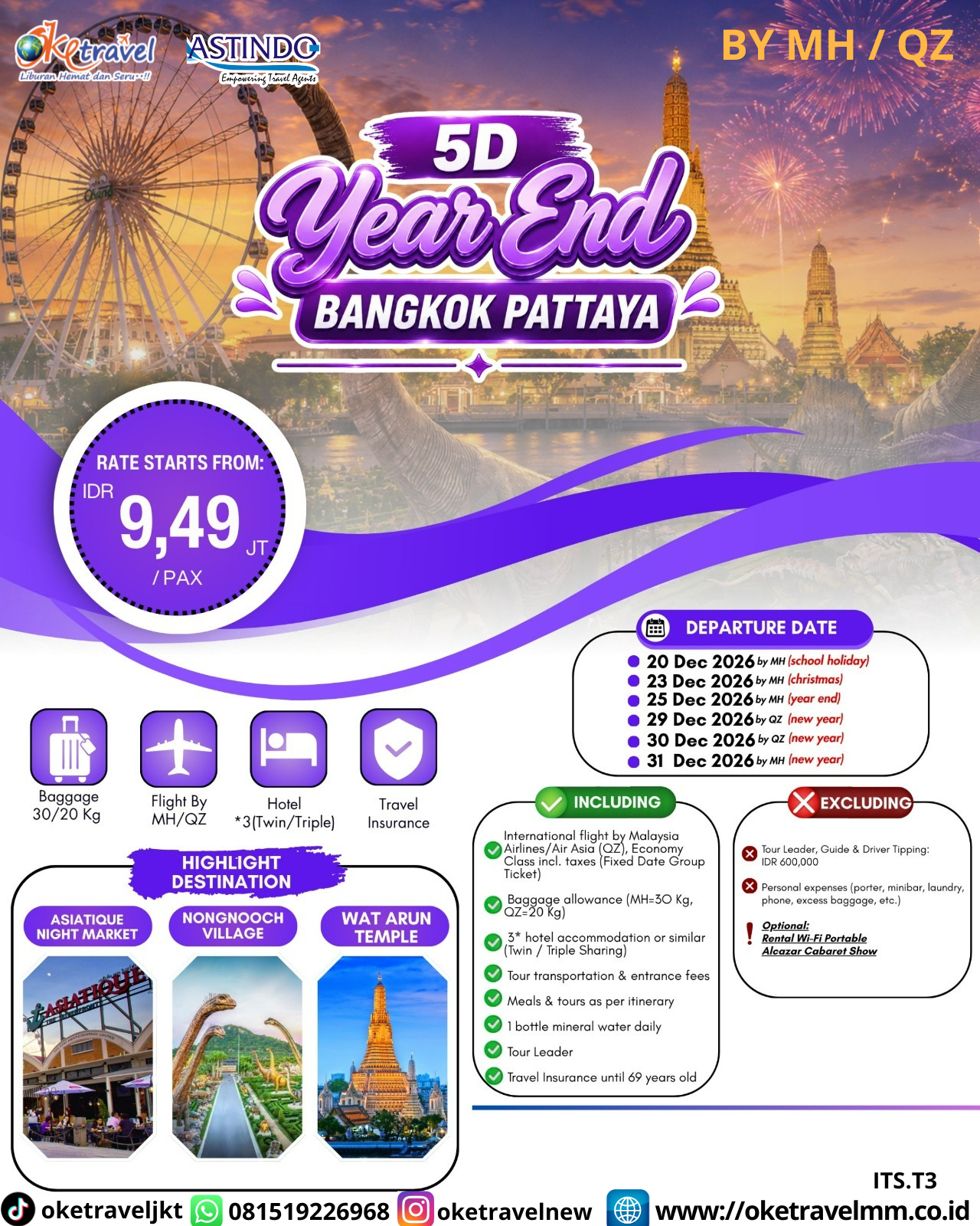 5D YEAR END BANGKOK PATTAYA | DEPT : 20,23,25,29,30,31 DES 2026 | BY MH & QZ