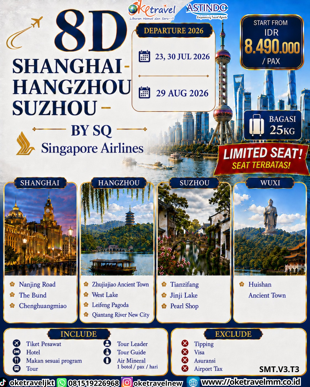 8D SHANGHAI HANGZHOU SUZHOU | DEPT : 23,30 JULI | DEPT : 29 AUG 2026 | BY SQ