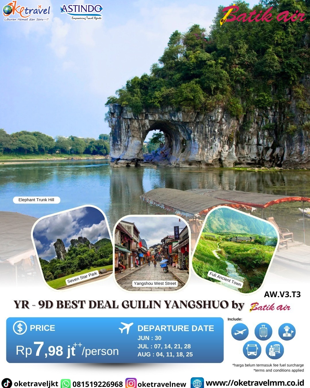 9D BEST DEAL GUILIN YANGSHOU | DEP : 30 JUN 2026 | DEP 07,14,21,28 JUL 2026 | DEP : 04, 11, 18,25 AUG 2026 | BY ID