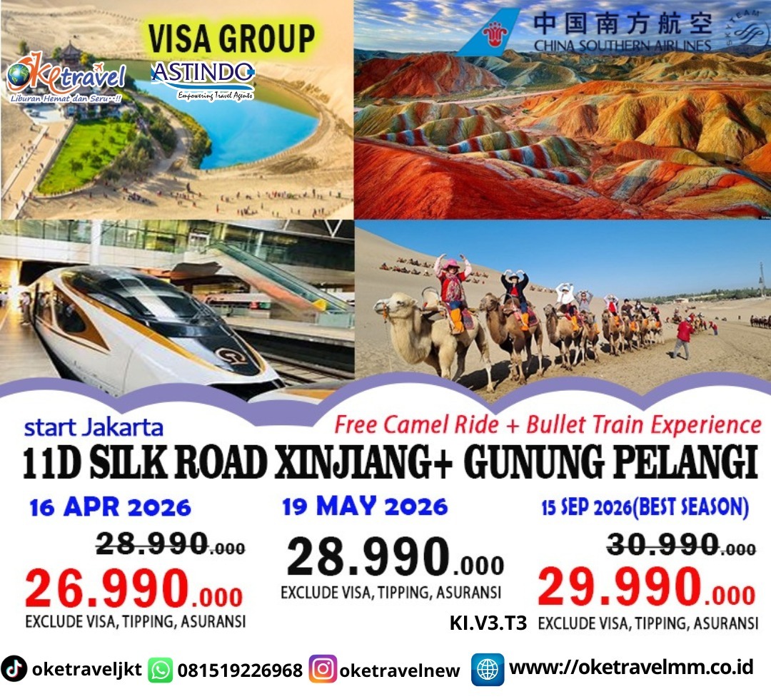 11D CHINA SILK ROAD + XINJIANG FREE CAMEL RIDE - BULLETTRAIN EXPERIENCE - TANPA TOKO WAJIB | DEP : 15 SEP 2026 | BY CZ