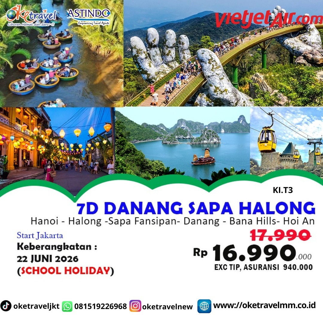 7D VIETNAM DANANG HANOI | DEP : 22 JUN 2026 | BY VJ