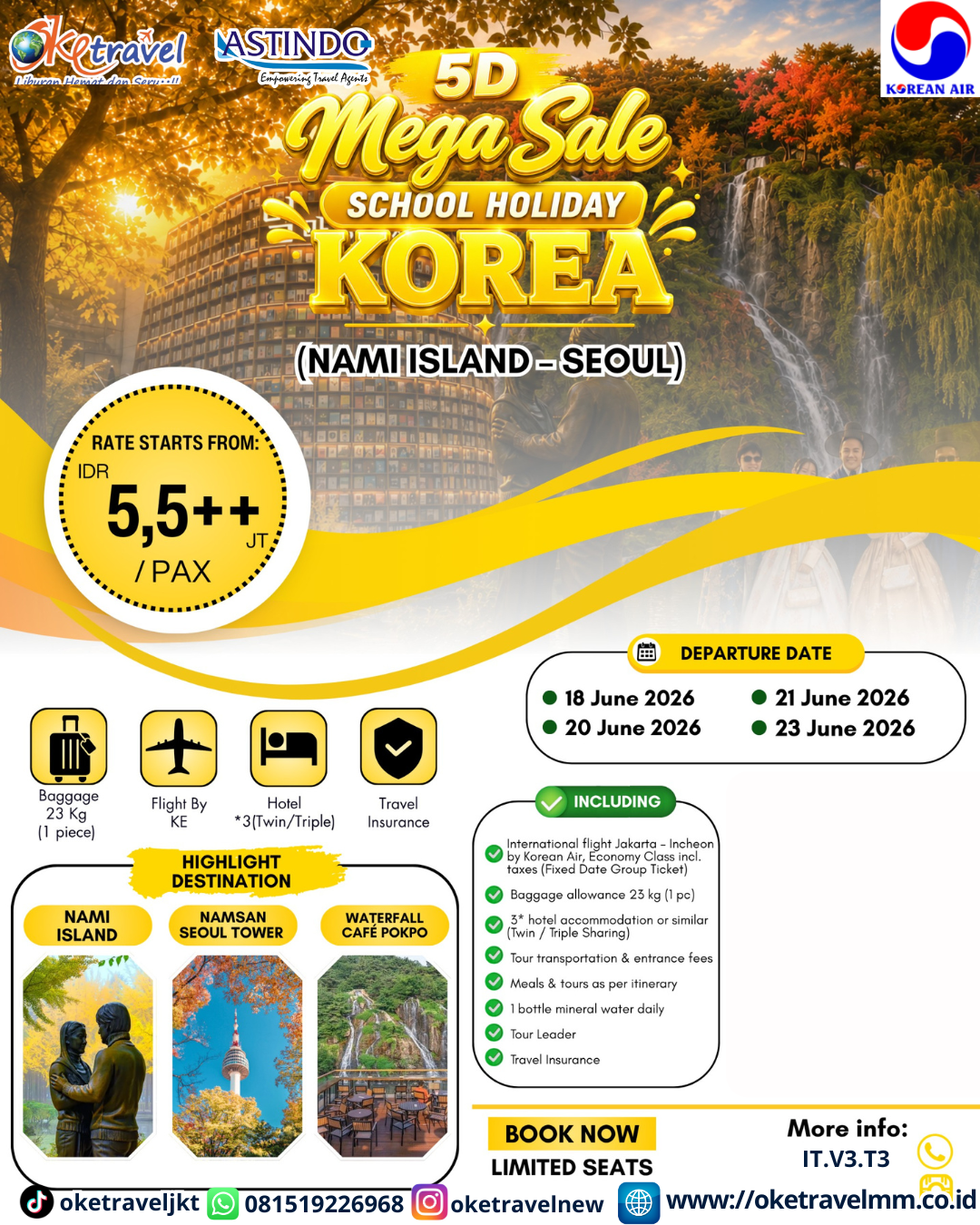 5D MEGA SALE SCHOOL HOLIDAY KOREA | DEPT : 18,20,21,23 JUNI 2026 | BY KE