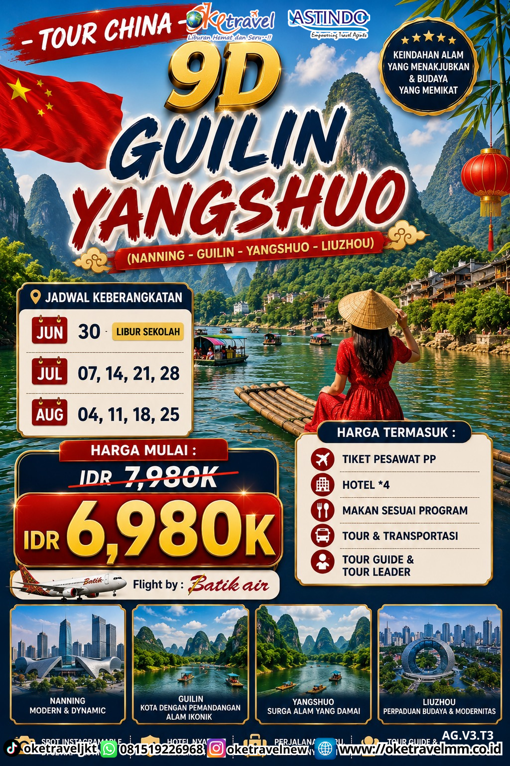 9D GUILIN YANGSHUO | DEPT : 30 JUNI | DEPT : 07,14,21,28 JULI | DEPT : 04,11,18,25 AUG 2026 | BY ID