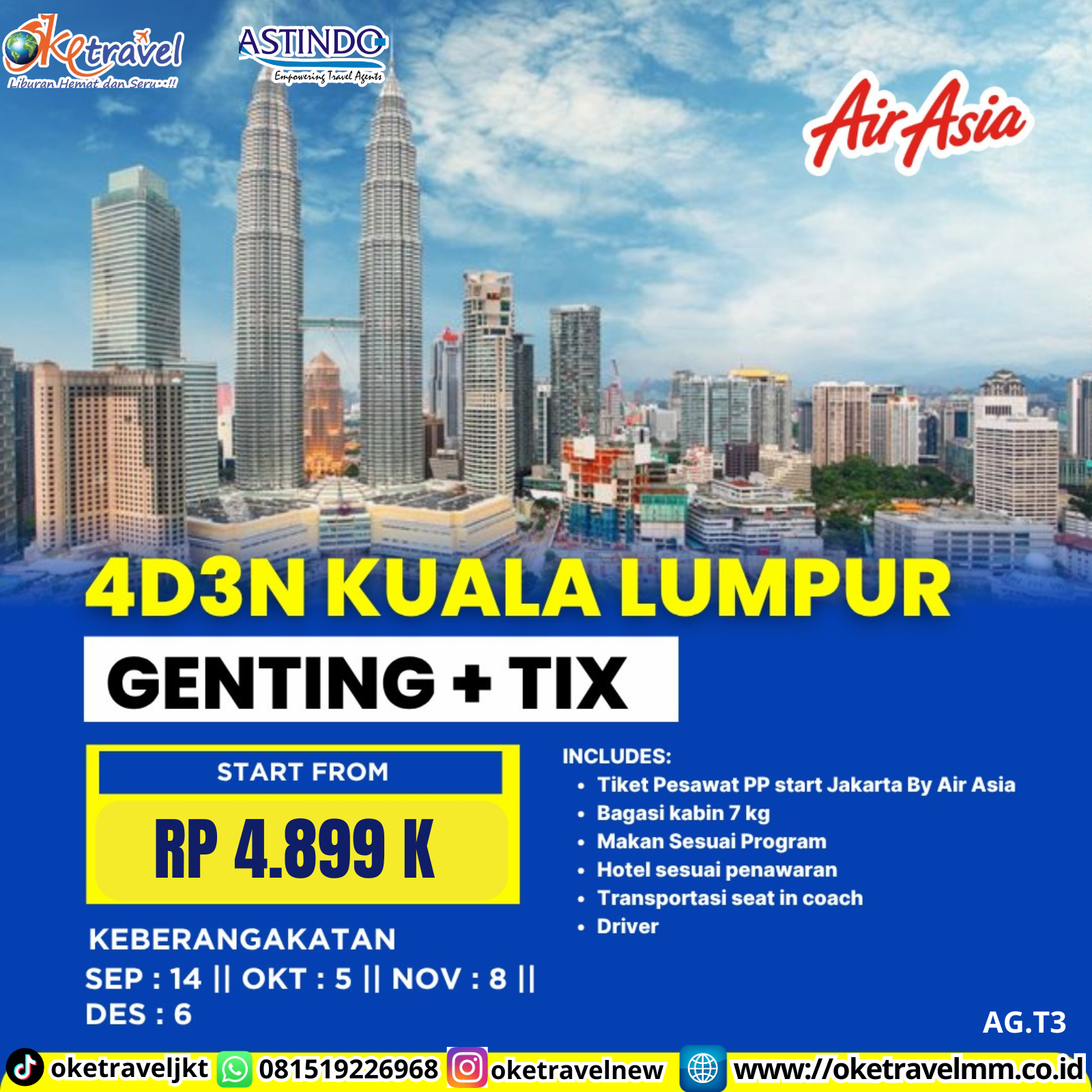 4D3N KUALA LUMPUR GENTING + TIX | DEPT : 14 SEPT | DEPT : 05 OKT | DEPT : 08 NOV | DEPT : 06 DES 2026 | BY QZ