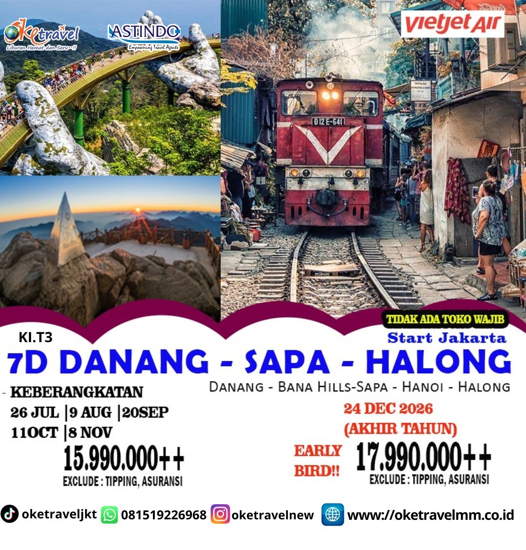 7D DANANG SAPA HANOI FANSIPAN HALONG | DEP : 26 JUL 026 | DEP : 09 AUG 2026 | DEP : 20 SEP 2026 | DEP : 11 OCT 2026 | DEP: 08 NOV 2026 | DEP; 24 DEC 2026 | BY VJ