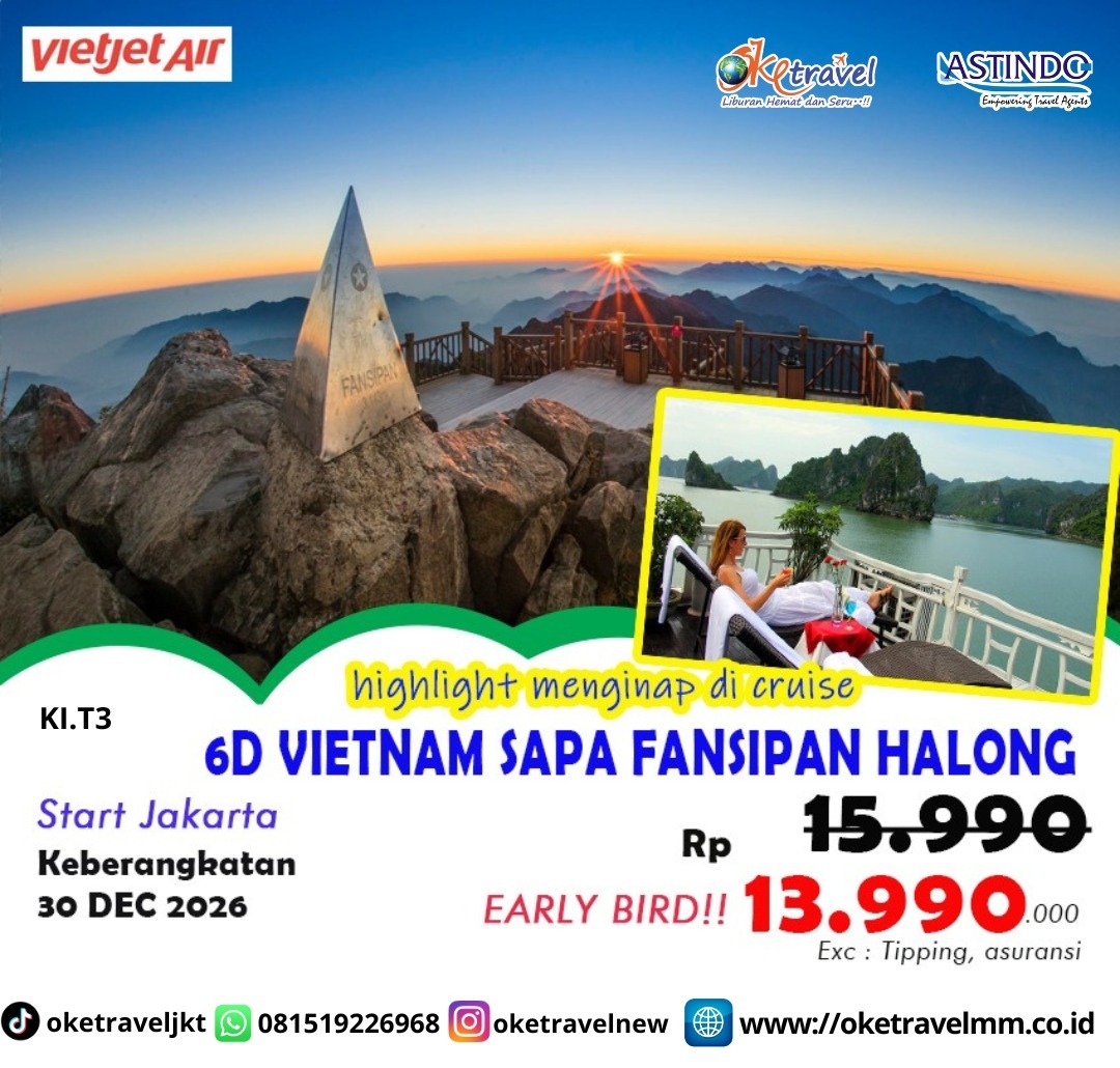 6D VIETNAM CRUISE OVERNIGHT | DEP : 30 DEC 2026 | BY VJ
