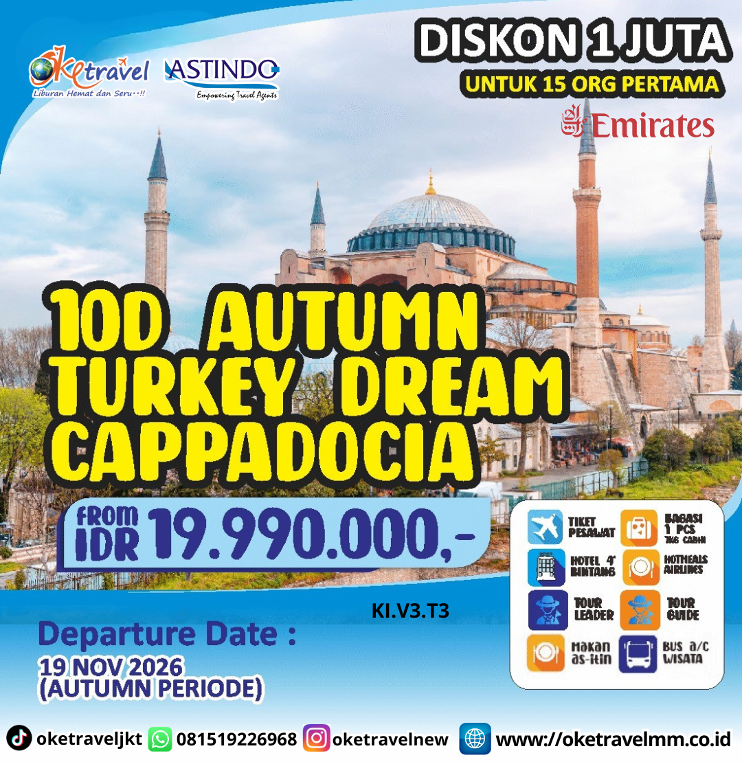 10D TURKEY DREAM CAPPADOCIA | DEP : 19 NOV 2026 | BY EK