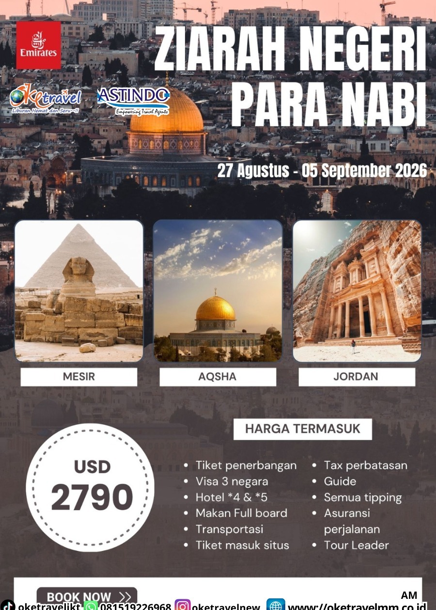 10D ZIARAH NEGERI PARA NABI MESIR-AQSA-JORDAN | DEPT : 27 AGUSTUS - 05 SEPTEMBER 2026 | BY EK