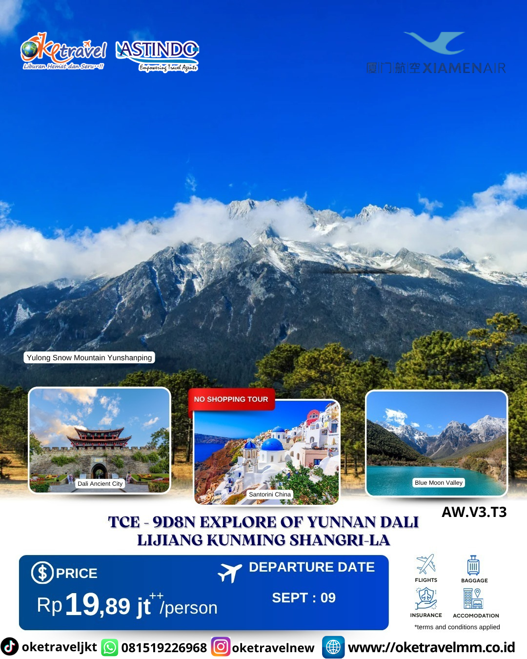 9D8N EXPLORE OF YUNNAN DALI LIJIANG KUNMING SHANGRI-LA | DEP : 09 SEP 2026 | BY MF