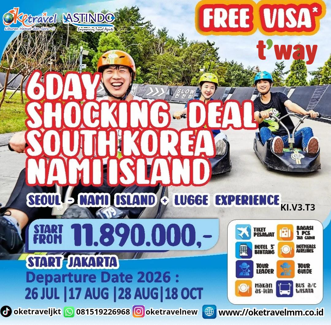 6D SHOCKING DEAL SOUTH KOREA | DEP : 26 JUL | 17,28 AUG | 18 OCT 2026 | BY TW 