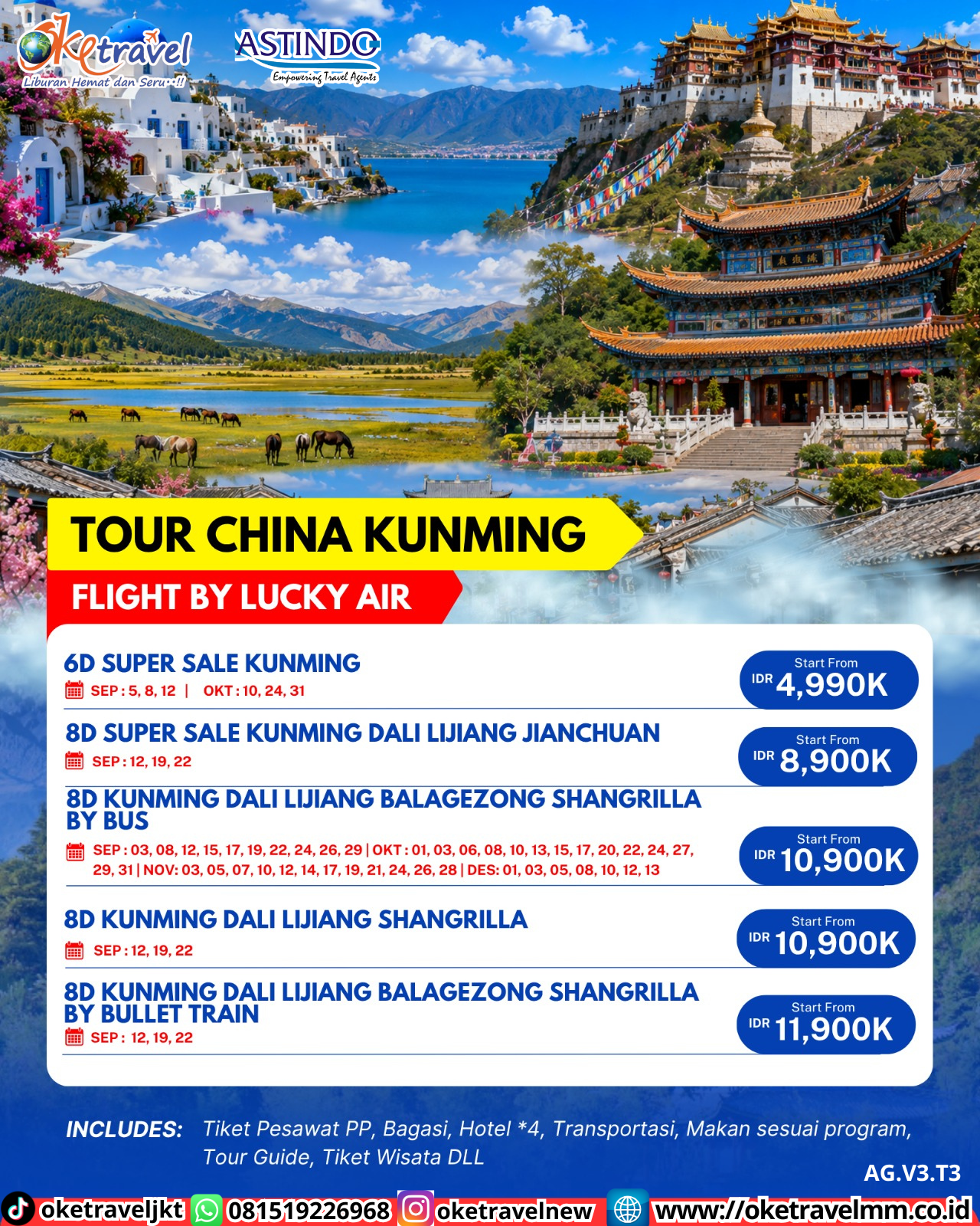 8D KUNMING DALI LIJIANG SHANGRILLA | DEPT : 12,19,22 SEP 2026 | BY 8L 