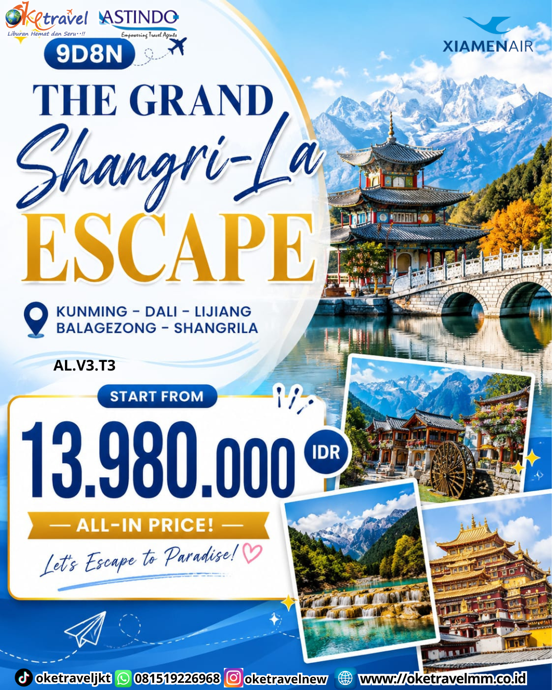 9D8N THE GRAND SHANGRI-LA ESCAPE | DEP : 31 OVT | 07,14,21 NOV | 05 DEC 2026 | 09,16 JAN |20, 27 FEB | 26 DEC 2027 | BY MF