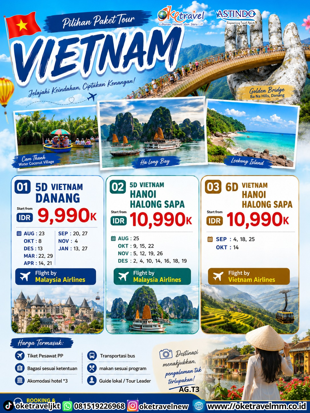 5D VIETNAM HANOI HALONG SAPA | DEPT : 25 AUG | DEPT : 09,15,22 OKT | DEPT :05,12,19,26 NOV | DEPT : 02,04,10,14,16,18,19 DES 2026 | BY MH