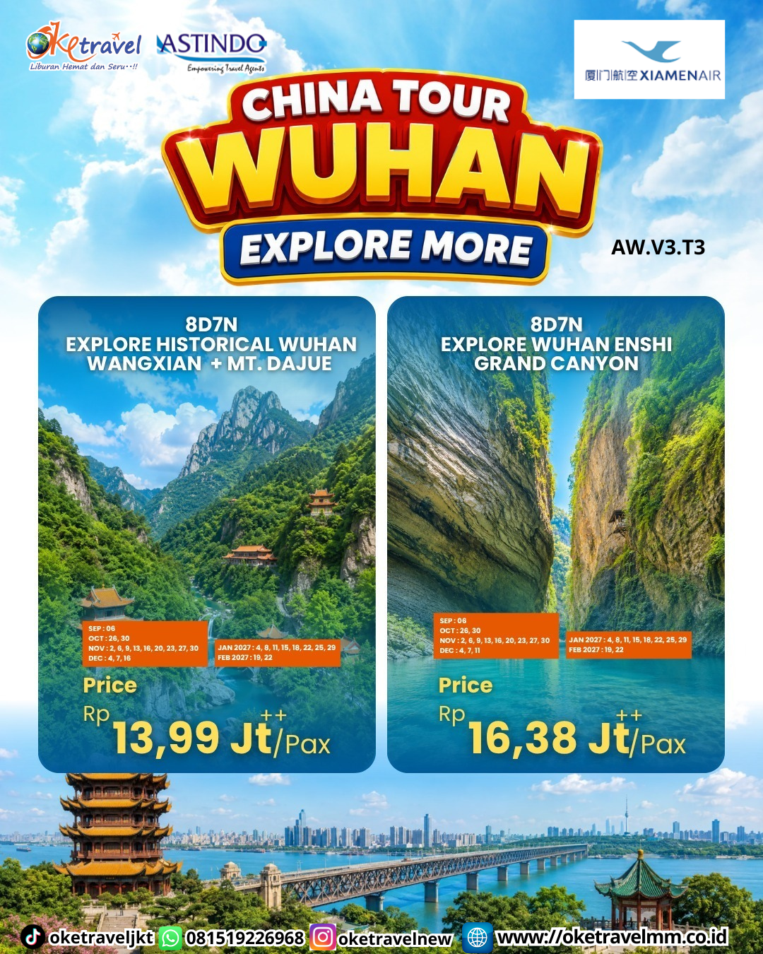 8D7N EXPLORE WUHAN ENSHI GRAND CANYON | DEP : 06 SEP | 26,30 OCT | 02,06,09,13,16,20,23,27,30 NOV | 04,07,11 DEC 2026 | 04,08,11,15,18,22,25,29 JAN 2027 | 19,22 FEB 2027 | BY MF