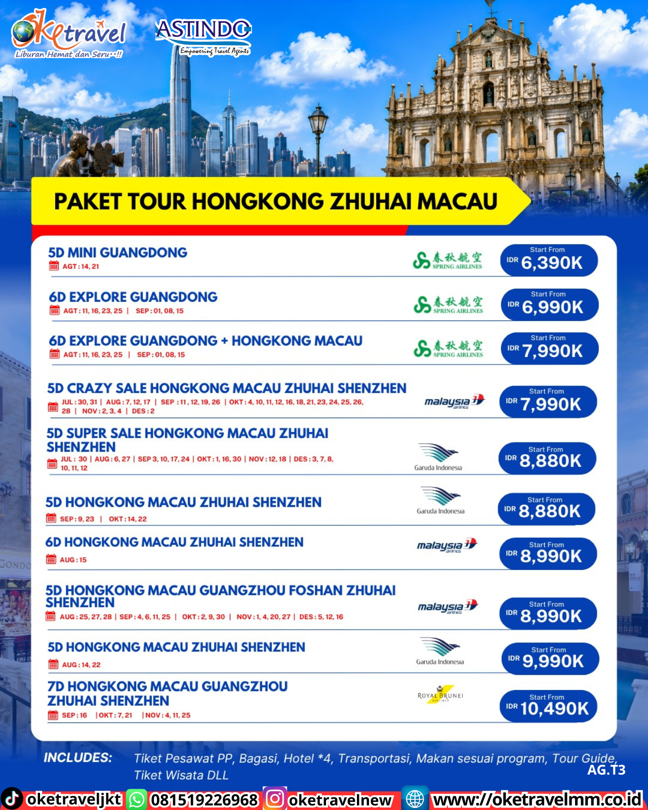 5D CRAZY SALE HONGKONG MACAU ZHUHAI SHENZHEN | DEPT : 30,31 JULI | DEPT : 07,12,17 AUG | DEPT : 11,12,19,26 SEP | DEPT : 04,10,11,12,16,18,21,23,24,25,26,28 OKT | DEPT : 02,03,04 NOV | DEPT : 02 DES 2026 | BY MH 