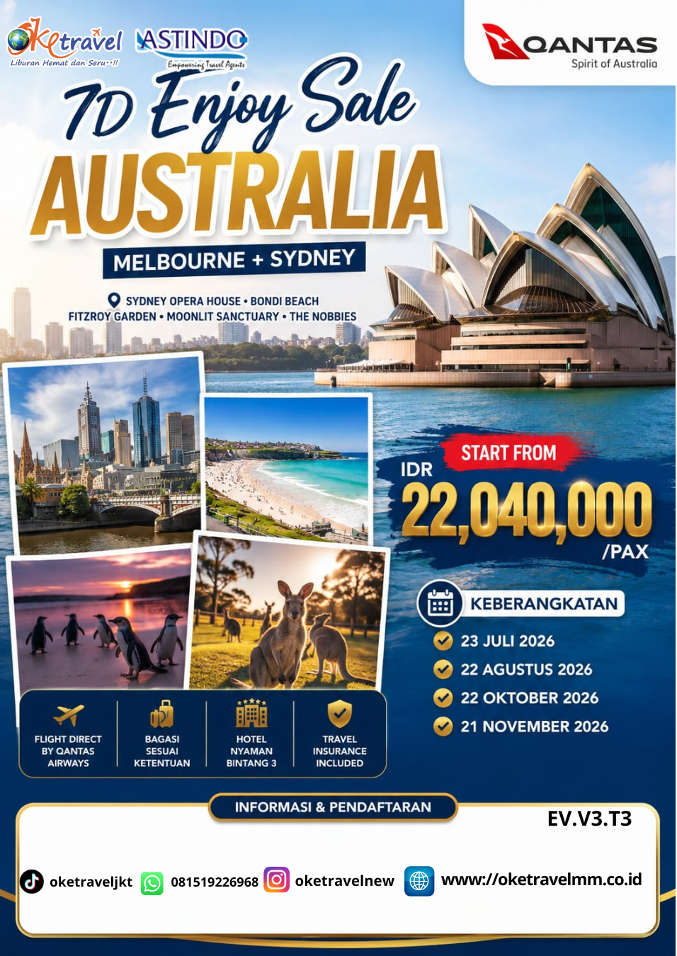 7D ENJOY SALE AUSTRALIA (MELBOURNE + SYDNEY) | DEP: 22 AUG | 22 OCT | 21 NOV 2026 | BY QF